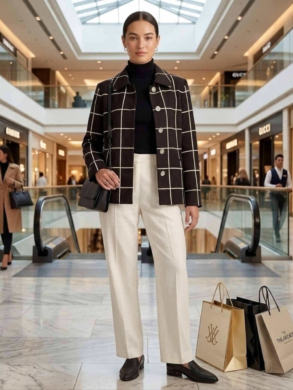 LRL | Windowpane Check Print Jacket
